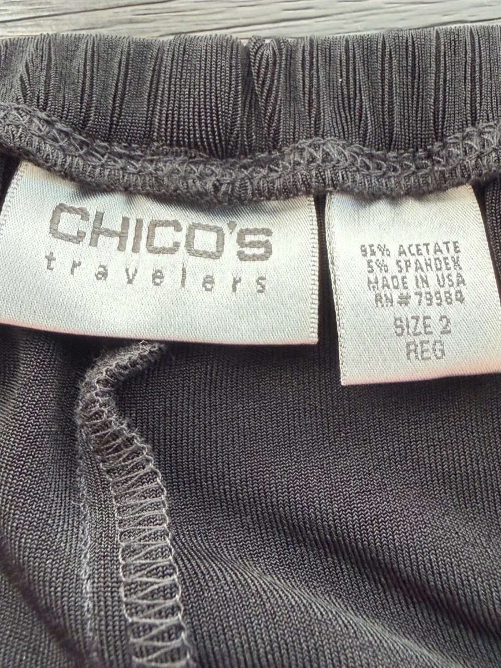CHICO’S TRAVELERS Women’s 2 US Large Black Slinky Pull On Wide Leg Palazzo Pants